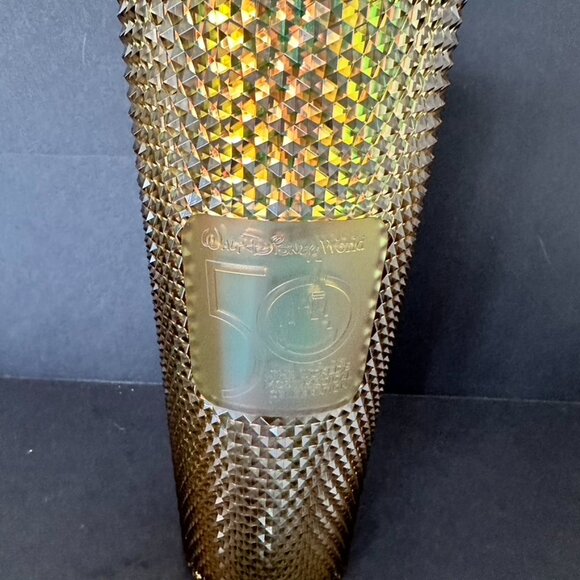 Walt Disney World 50th Anniversary Geometric Starbucks Tumbler with Straw Gold - Picture 7 of 7